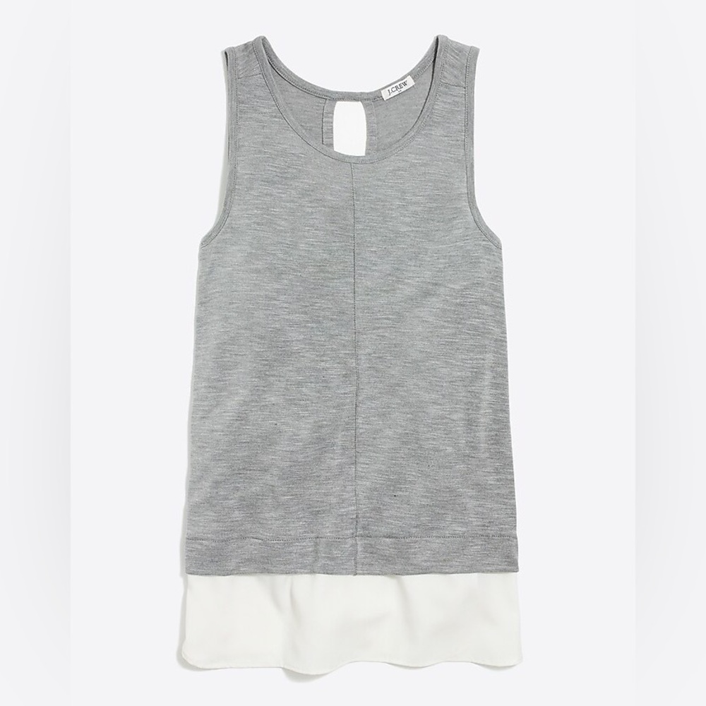 J Crew Grey Cream Drapey tank top with silky hem women’s size XS